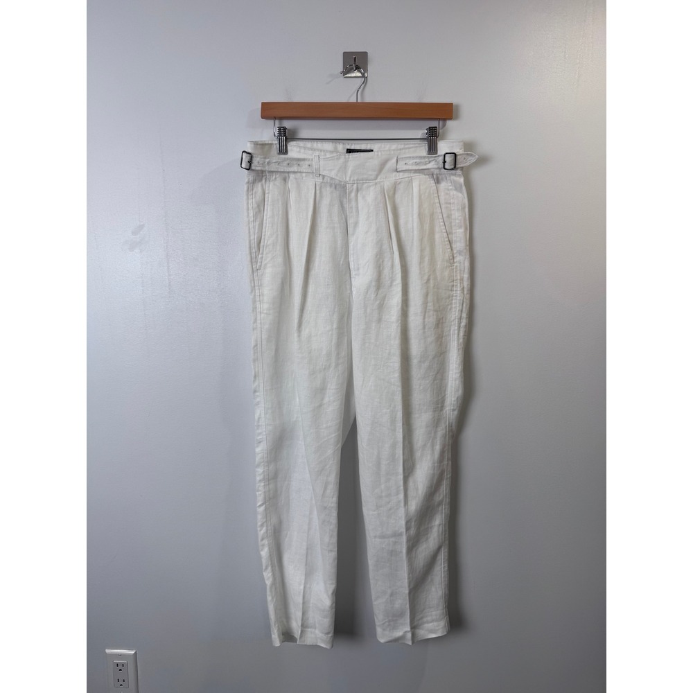 Todd Snyder Men White Linen Pleated Gurkha Pants Size 30